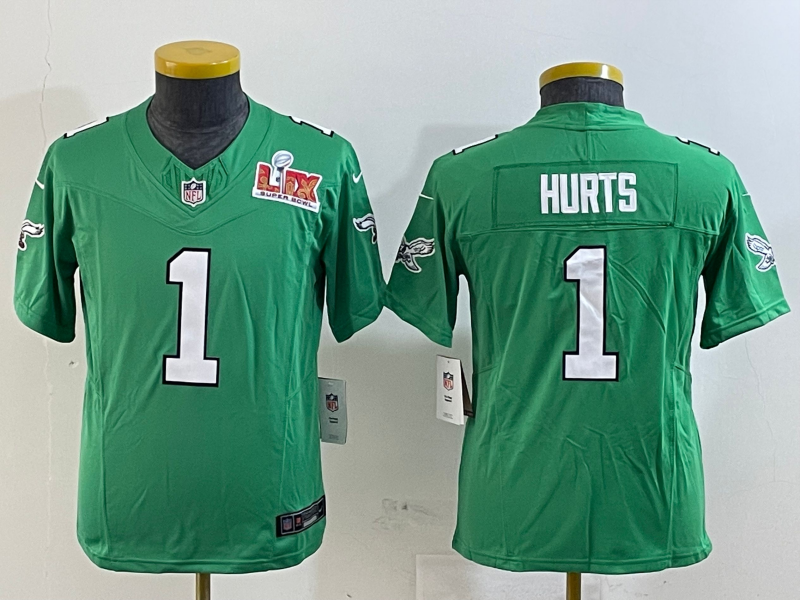 Youth 2025 Philadelphia Eagles 1 Hurts green Nike NFL jersey style 6